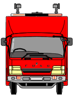 災害支援車　前向きのイラスト