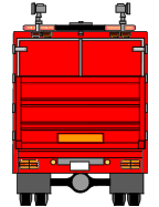 災害支援車　後向きのイラスト