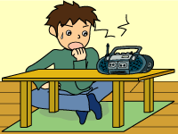 出入口のドアを開けているイラスト