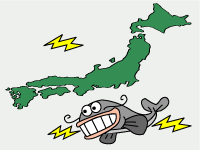 ナマズとにほんちずのイラスト