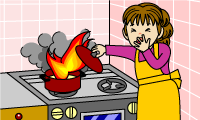 あぶらなべにふたをかぶせているイラスト